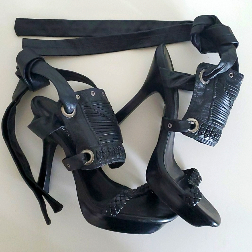 Schutz leather tie heels